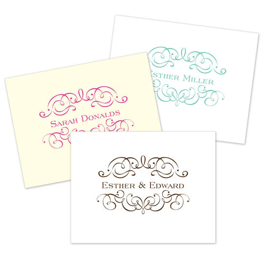Ornate Scroll Foldover Note Cards